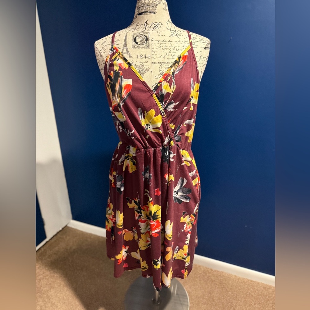 Floral Burgundy Dress